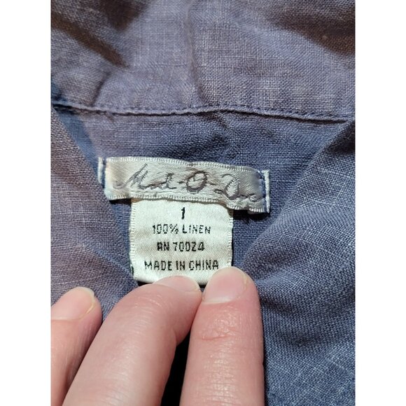 Mod-O-Doc Anthropologie 100% Linen Button Blouse Sleeveless Collared Blue Top - Picture 5 of 9
